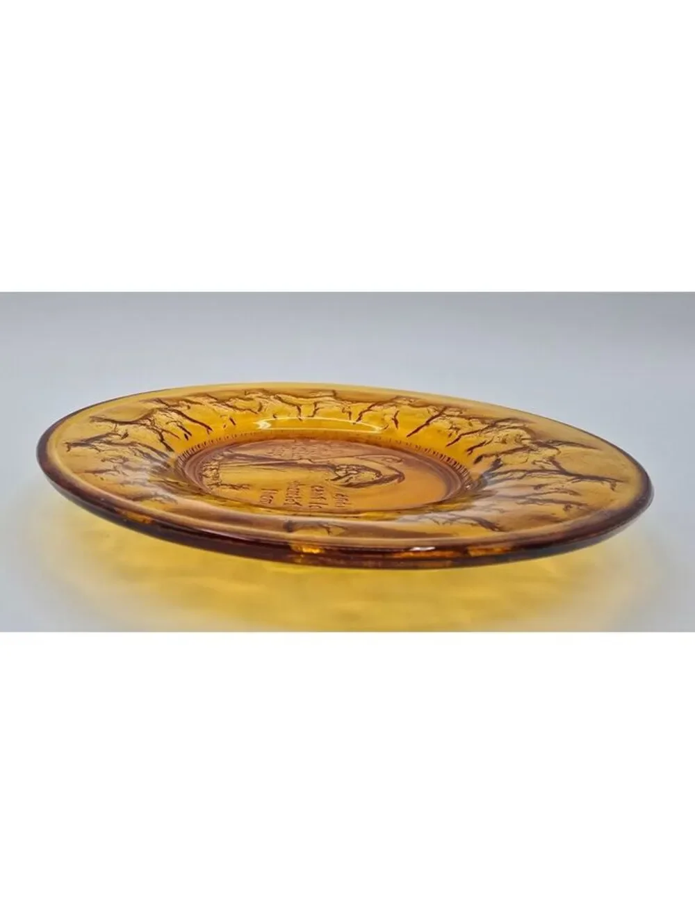 Vintage 1976 Amber Glass Little Bo Peep Child's Plate Tiara Indiana Glass